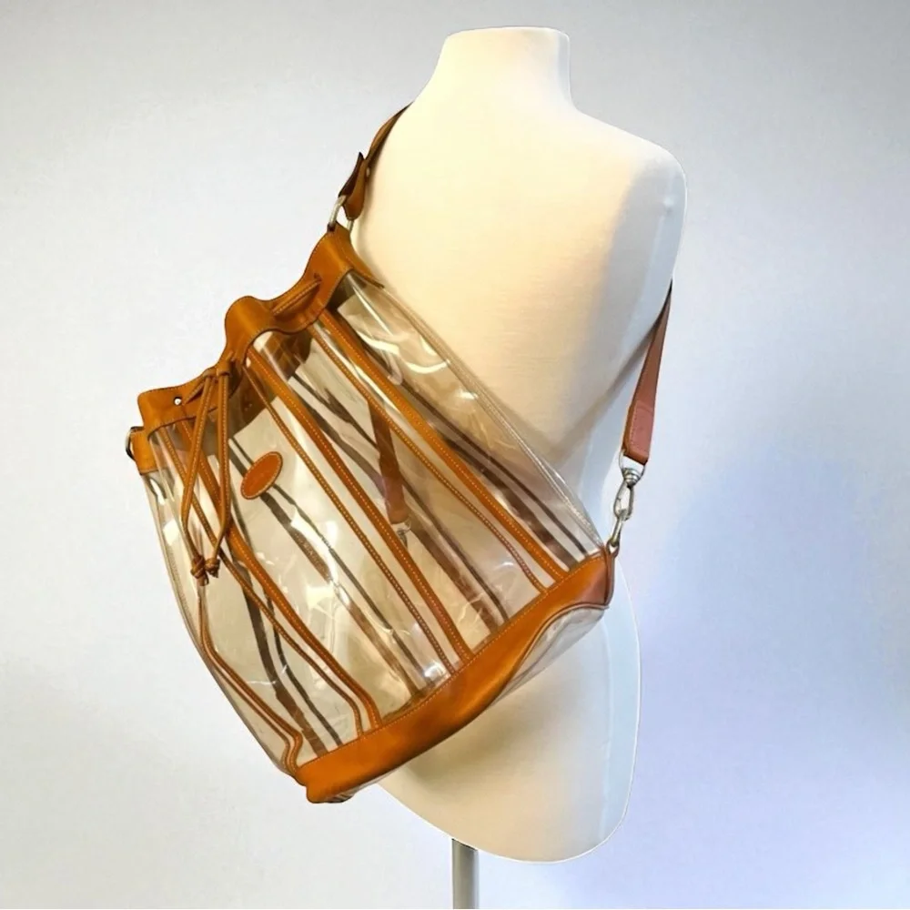 LONGCHAMP LEATHER PVC HUGE BUCKET BAG - Picture 1 of 16